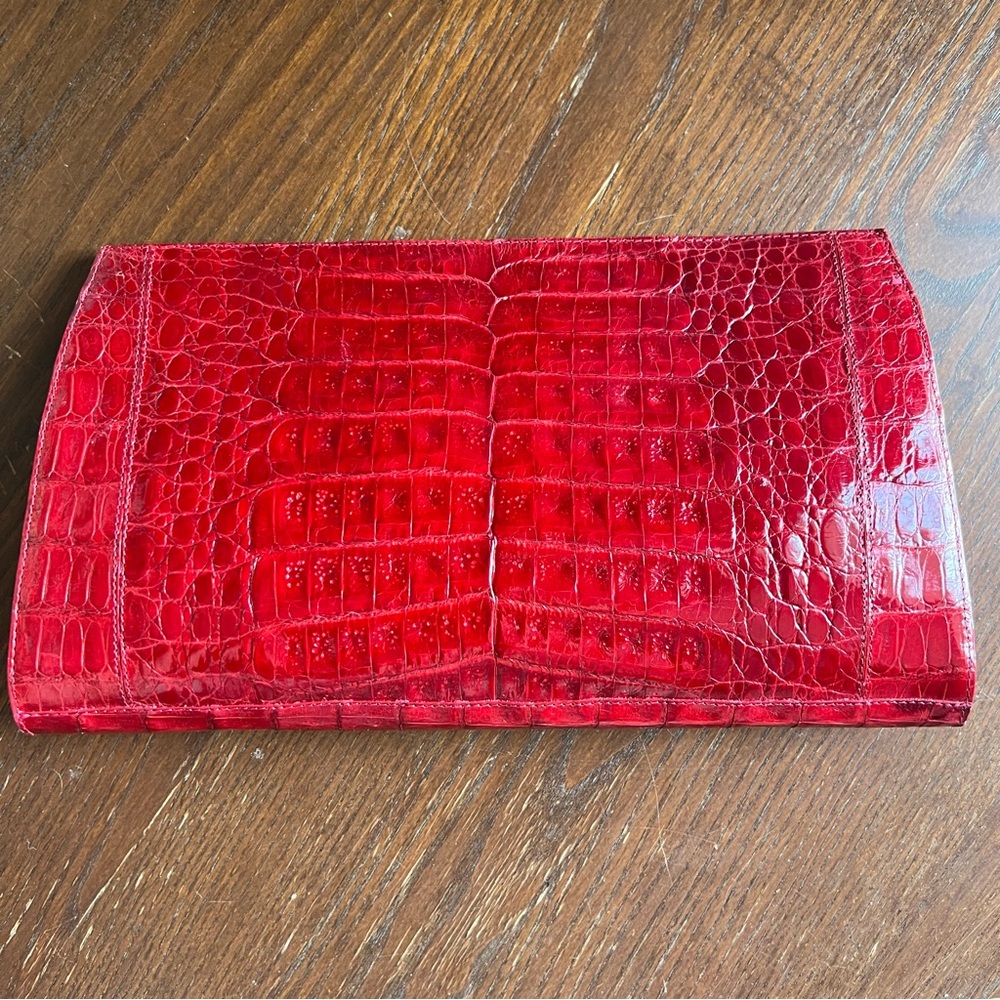 Nancy Gonzalez Red Crocodile Slicer Clutch